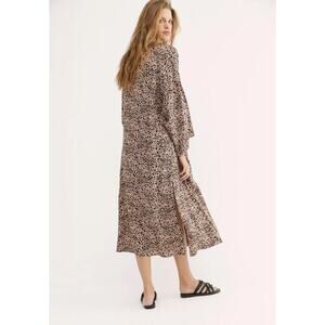 FREE PEOPLE DARIA MAXI SHIRT DRESS DUSTER JACKET LEOPARD ANIMAL PRINT NWT